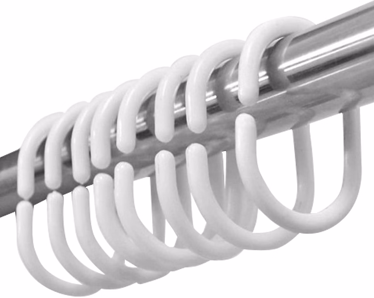 BASHLWUA 12pcs Blanc Anneaux de Rideau de Douche en Plastique en Forme de C Crochets de Rideau pour Rideau de Porte – Rideau de fen