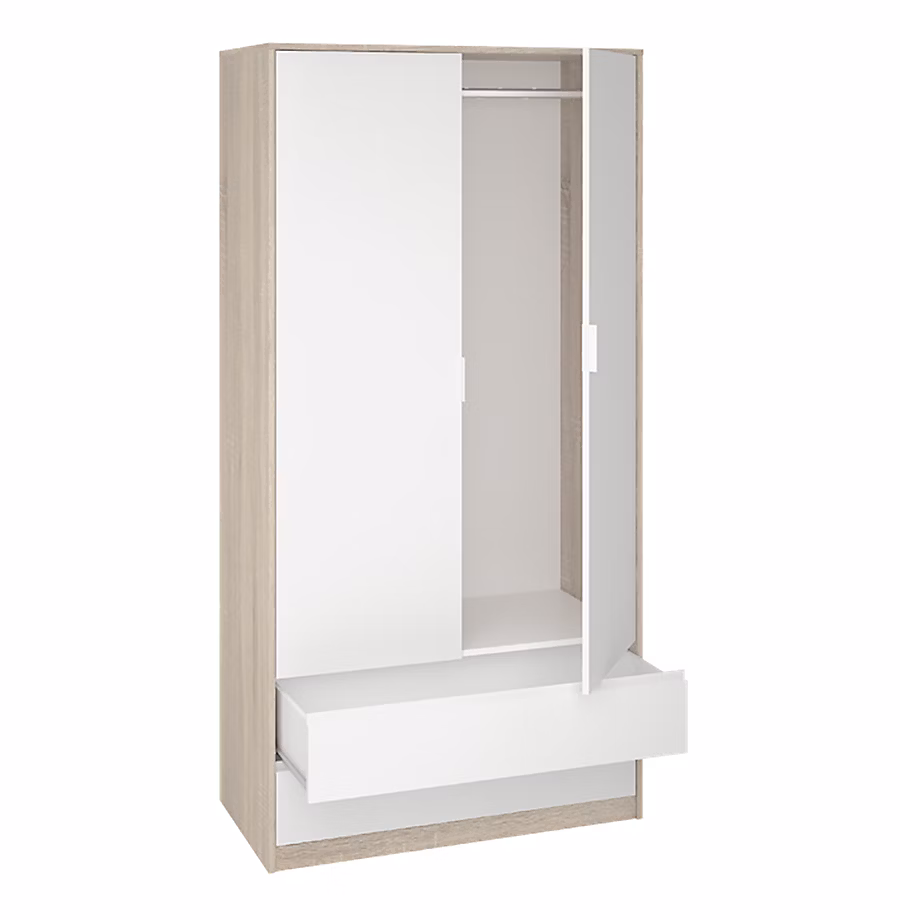 Armoire placard / meuble de rangement coloris chêne cortez / blanc – Longueur 100 x Hauteur 200 x Profondeur 50 cm