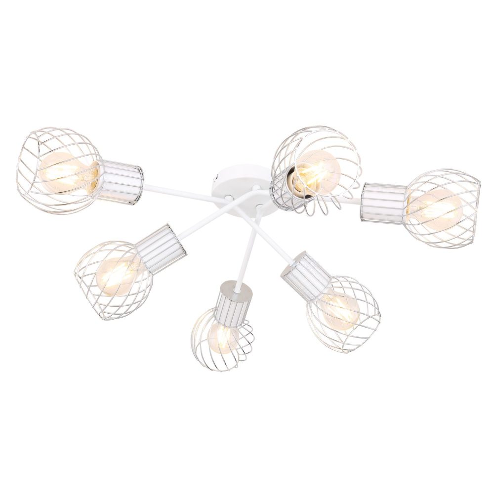 Plafonnier rond 6 lampes en métal design contemporain LUISE