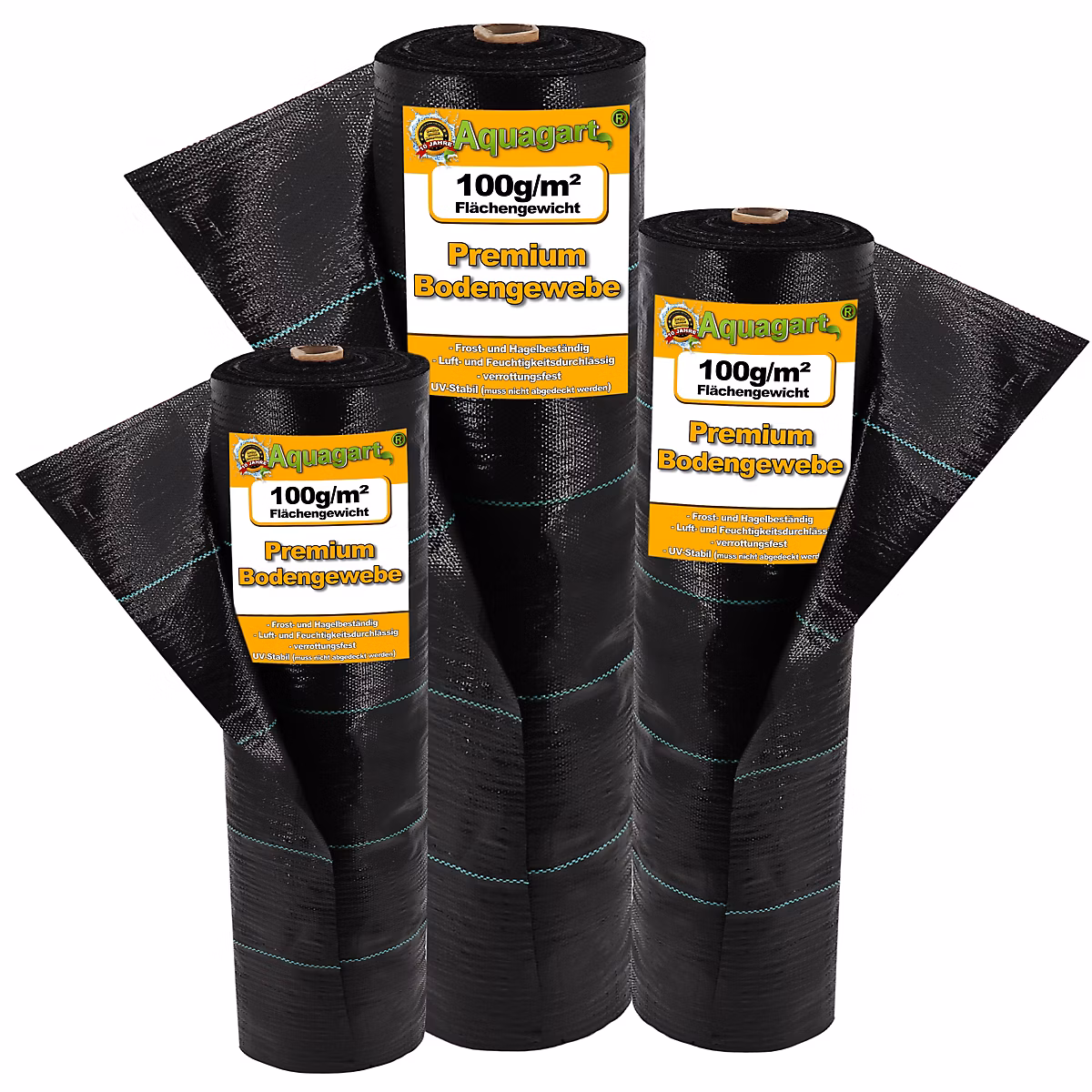 72 m² tissu de sol – bâche de paillage 100 g, 2 m de large, noir Aquagart