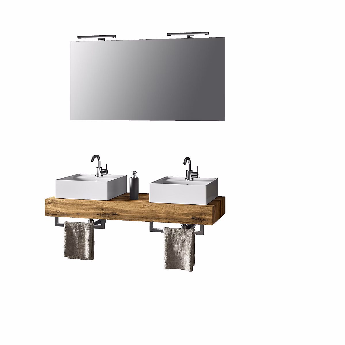 Ensemble de salle de bain double vasque 8 pièces ASTRA chêne miel – Réf. RZGEHPQHK9470085307