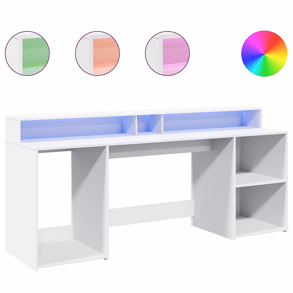 Bureau avec lumières LED blanc 200 × 55 × 91 cm bois d'ingénierie vidaXL