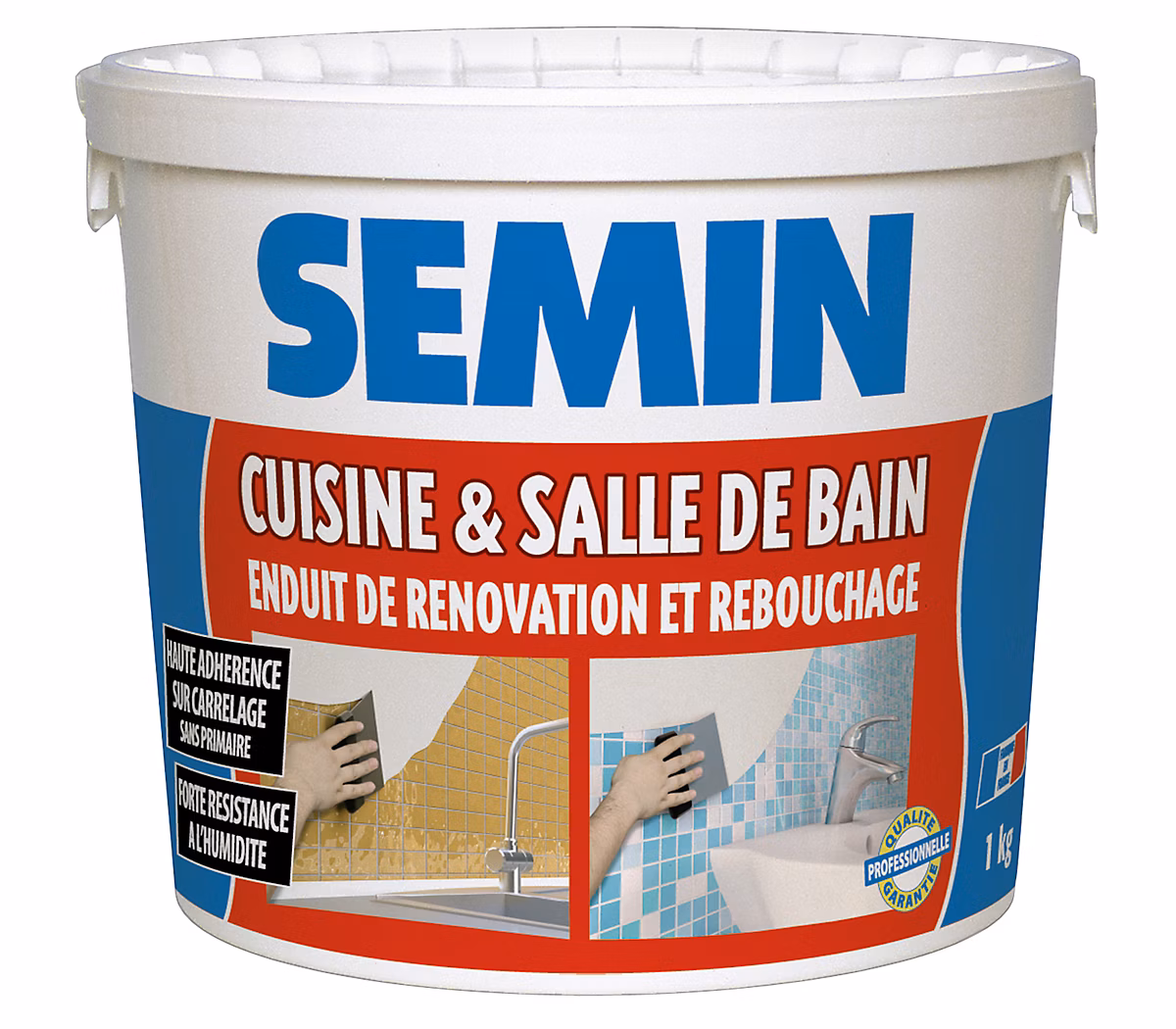 Enduit de Rebouchage Cuisine et Salle de Bains Semin – Seau de 1 kg