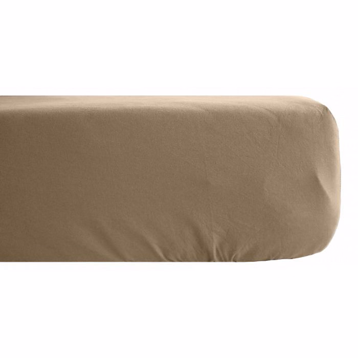 Drap housse Palace pur coton teint lavé 63 fils/cm² Vent du sud – Palace Camel, 90 × 190 cm bonnet de 30 cm