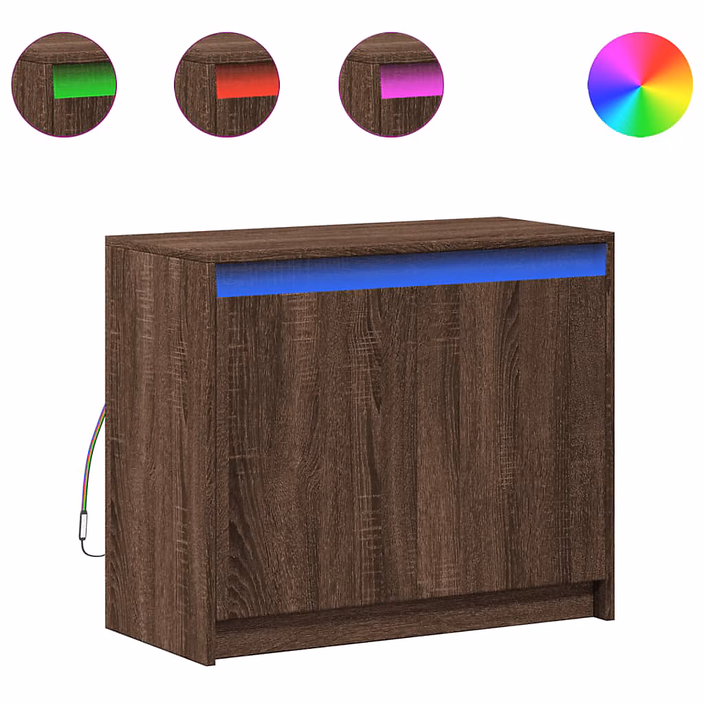 Buffet avec LED chêne marron 72 × 34 × 61 cm bois d'ingénierie vidaXL