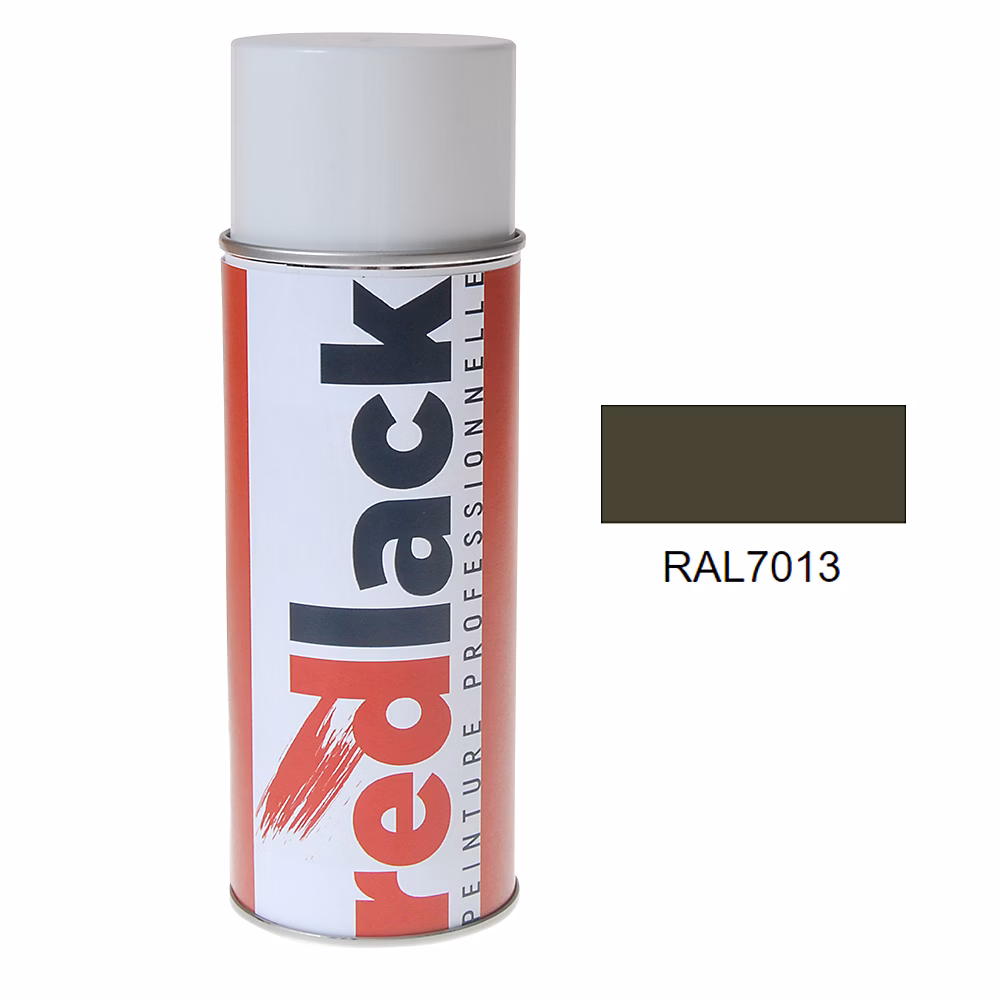 Bombe de peinture Aérosol – spray | 400ml | RAL 7013 Gris brun | Satiné | multisupport | Redlack | RAL7013