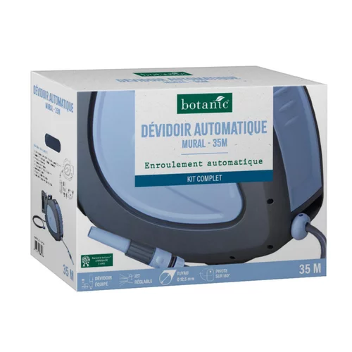Extérieur déco:Dévidoir automatique mural 35 m botanic® - Kit complet avec enroulement automatique