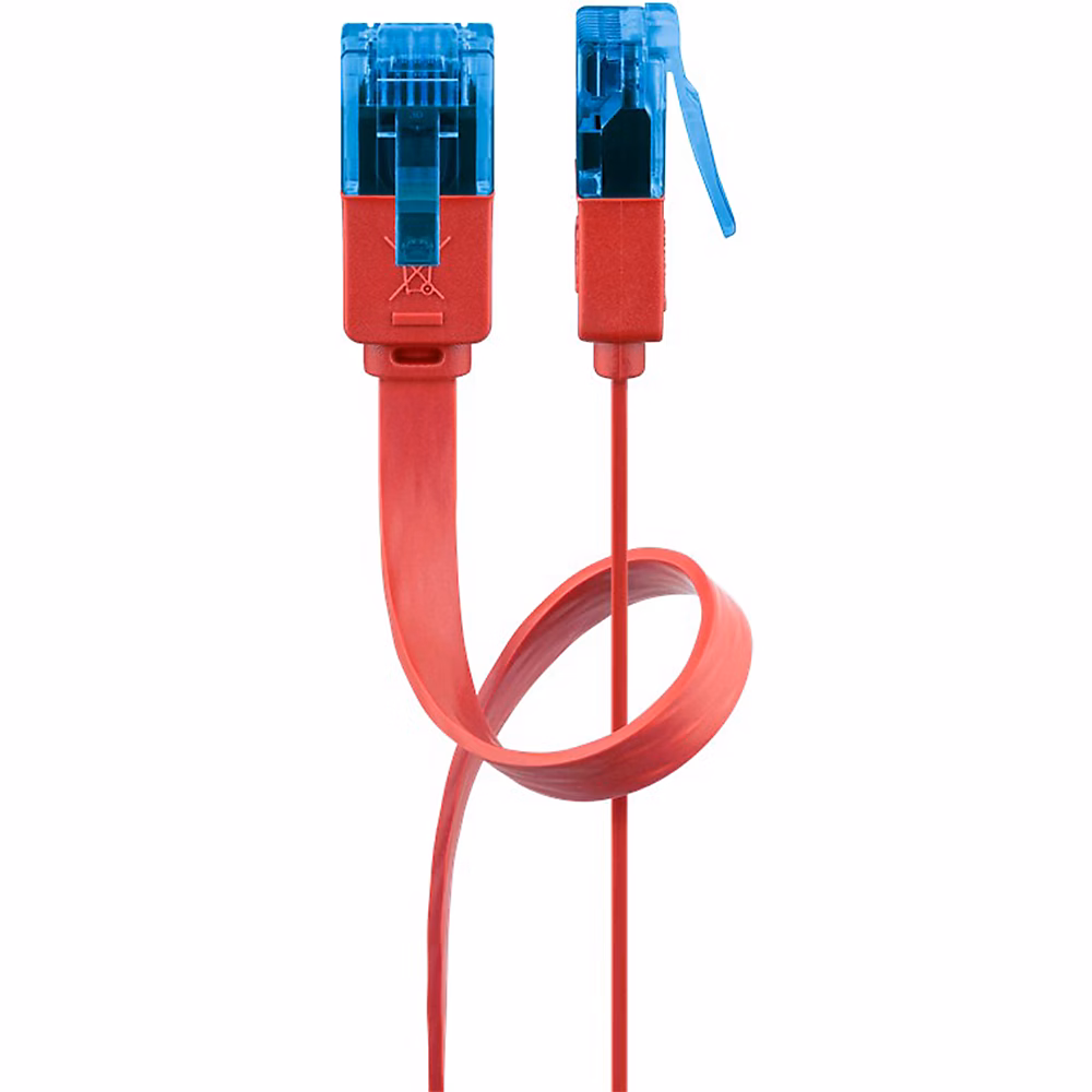 Câble RJ45 Cat6 3m non Blindé plat Rouge GOOBAY – Réf. KUFAKMUPJ0922064111