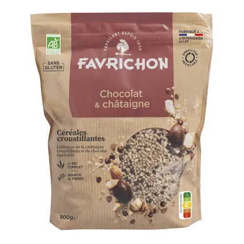Idéal pour votre jardin:Céréales croustillantes chocolat et châtaigne bio Favrichon - 800 g