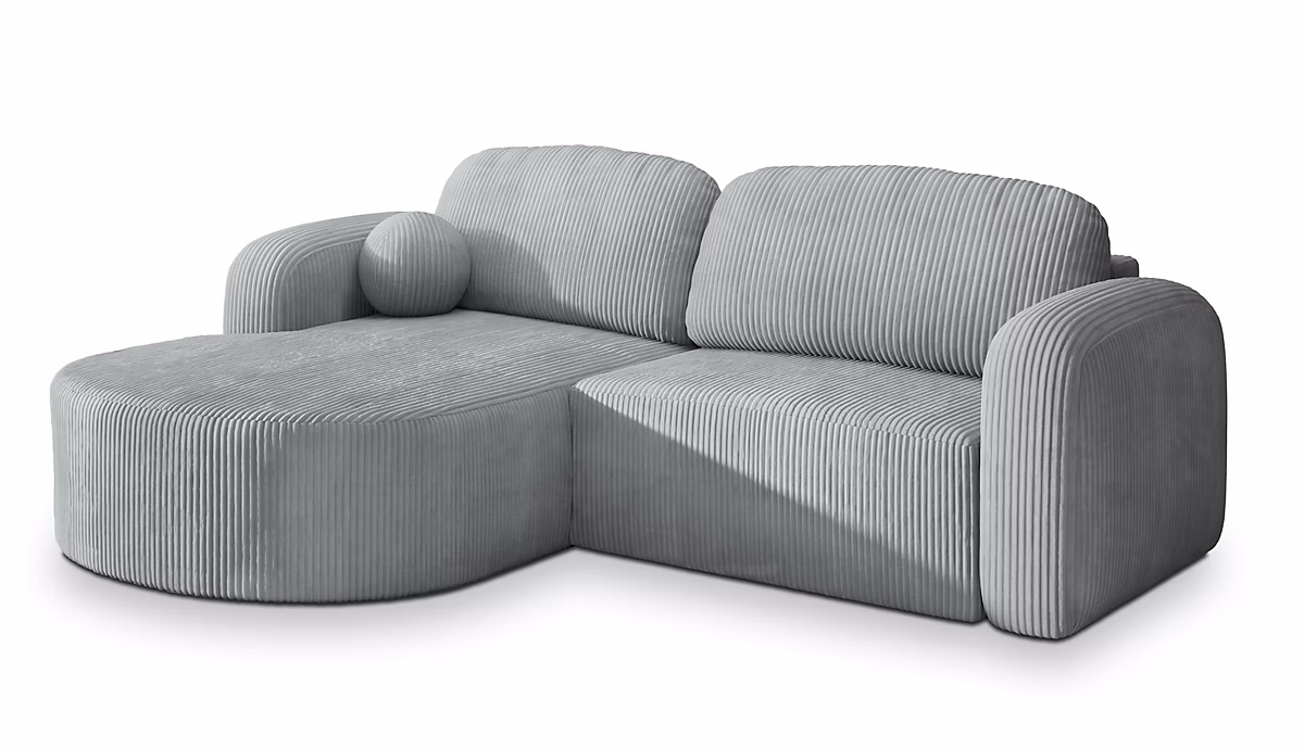 Canapé d'angle amilia gris en velours côtelé avec fonction de couchage – Réf. CEKYOKSUZ1403798173
