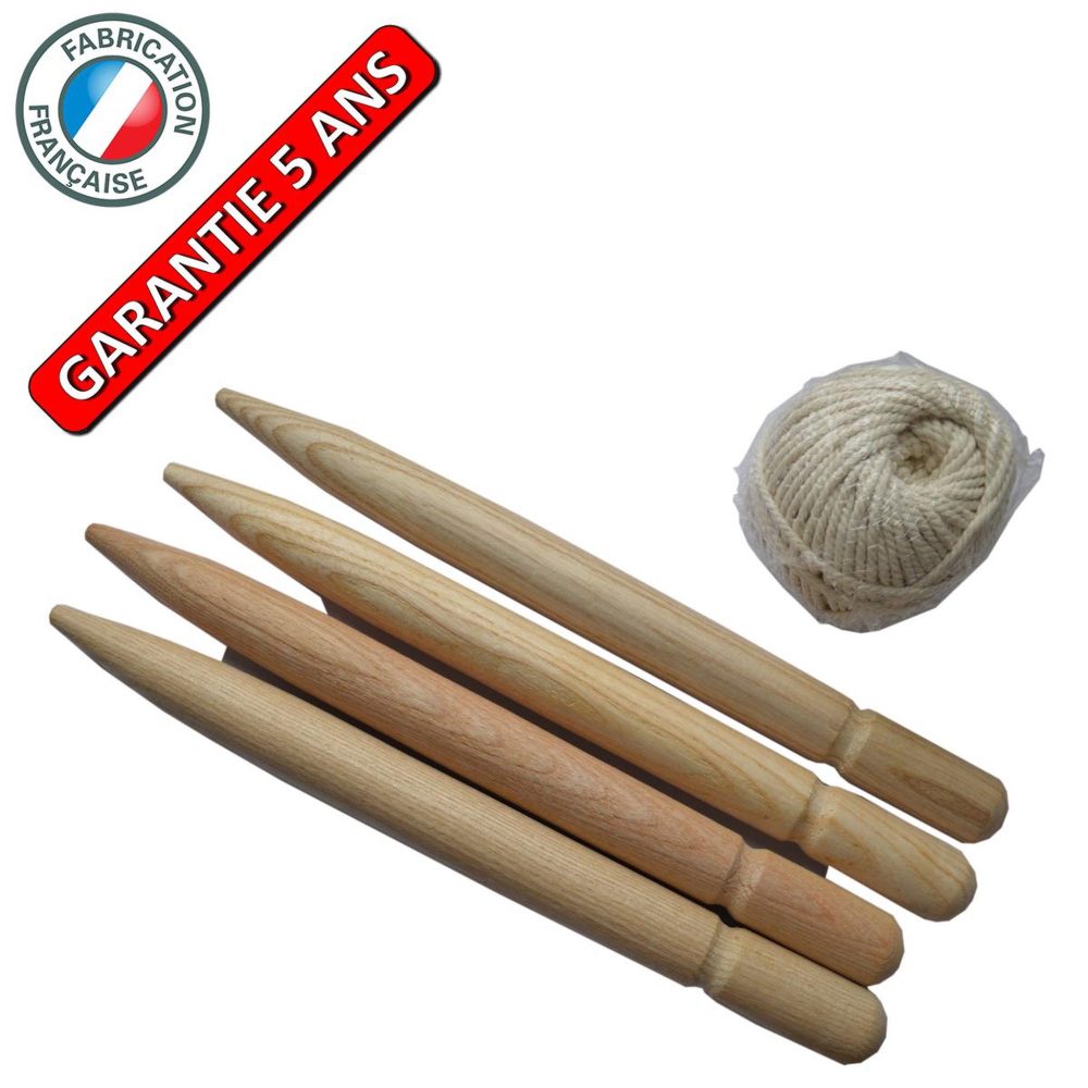 OUTILS PERRIN Cordeau 35 m avec 4 piquets bois 30 cm - corde coton 2 mm