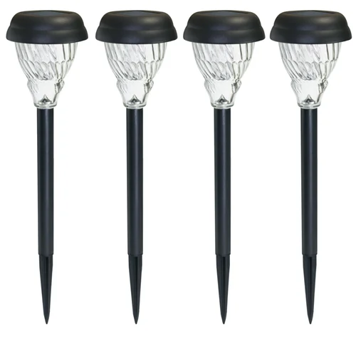Idée pratique：Lot de 4 balises extérieures Skool coloris noir en métal et verre Watt & Home - 40 cm