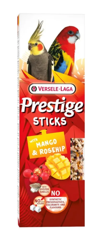 Utile jardin：Friandises pour grandes perruches Versele Laga Prestige Sticks Mangue & Églantine - 2 x 70 g
