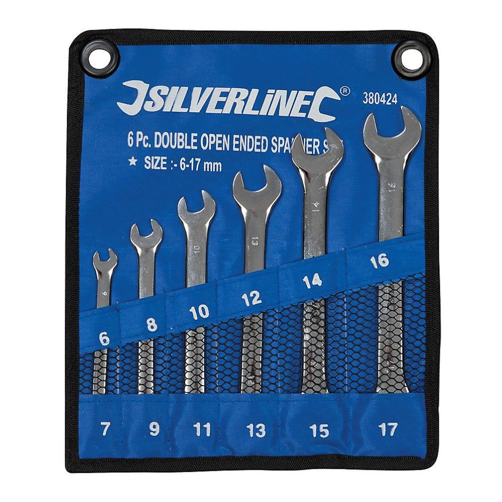 Clés à Fourche Doubles 6 pcs 6 – 17 mm, Outils Pratiques pour Mécanique et Réparation, Silverline
