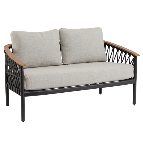 Une solution pratique pour le jardin：Canapé 2 places anthracite en aluminium et corde Bizzotto Fenix - 140 x 75 x 85 cm