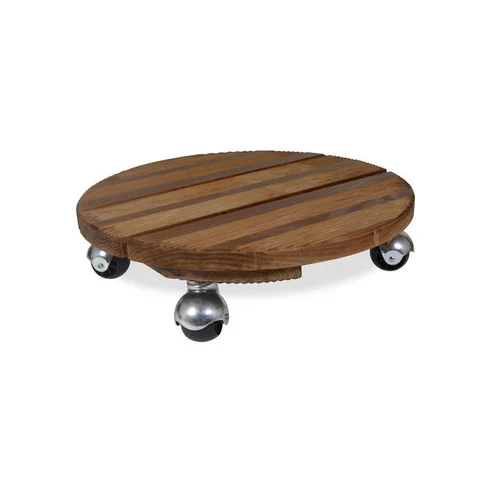 Pratique dehors：Roule plante en bois modèle petit rond marron Ø 37 cm
