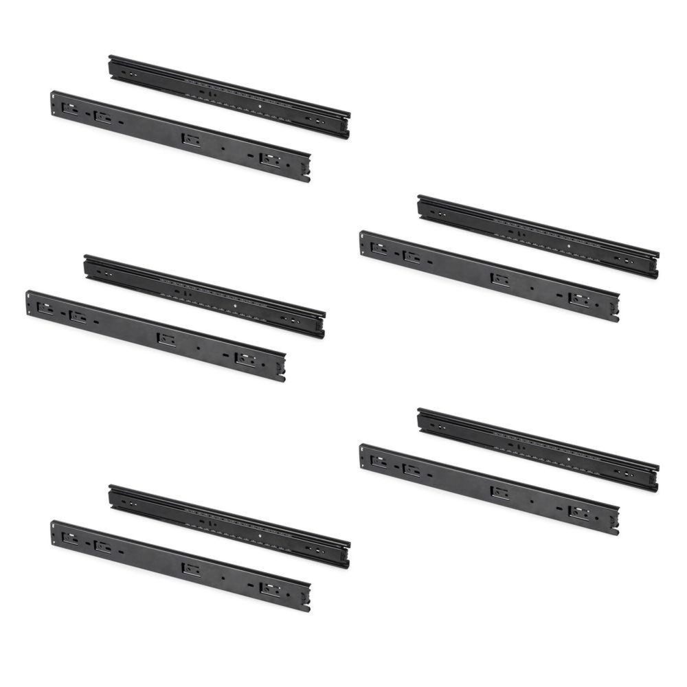 EMUCA SRL 5 paires de coulisses a billes pour tiroirs à sortie totale, H 45 mm, L 500 mm, noir