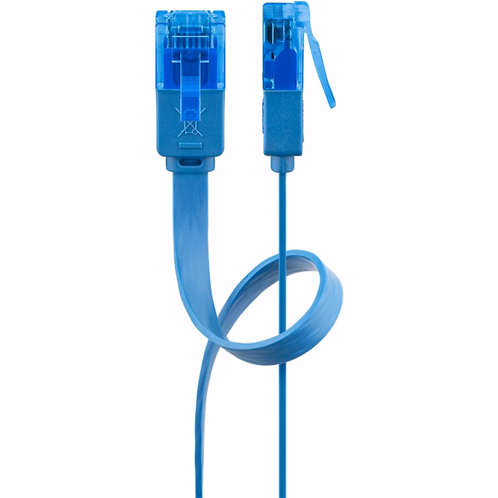 Câble RJ45 Cat6a 3m non Blindé plat Bleu GOOBAY – Réf. KZQVPXVZZ3122337132