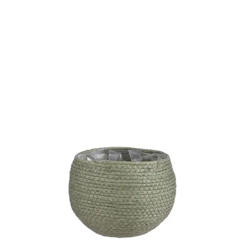 Jardin et déco：Panier cache-pot coloris vert en osier Jorck Mica Decorations - 15 x Ø 18 cm