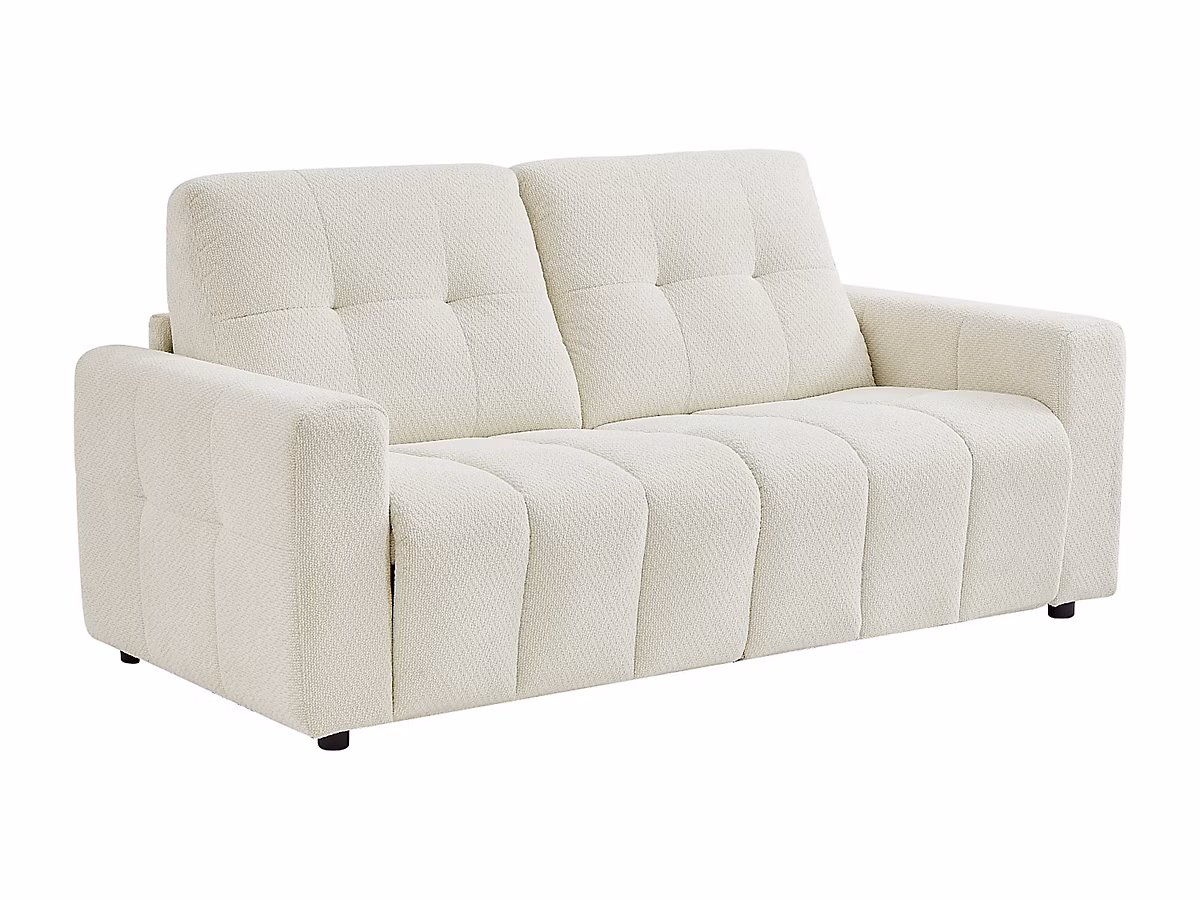 Canapé 3 places convertible express en tissu chenille beige – Couchage 140 cm ISISTIA