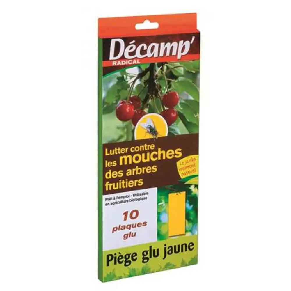 PIEGE CHROMATIQUE ENGLUE JAUNE : CONTRE LES MOUCHES DES ARBRES FRUITIERS (Mouches méditerrannéennes, mouches de la cerise etc.)