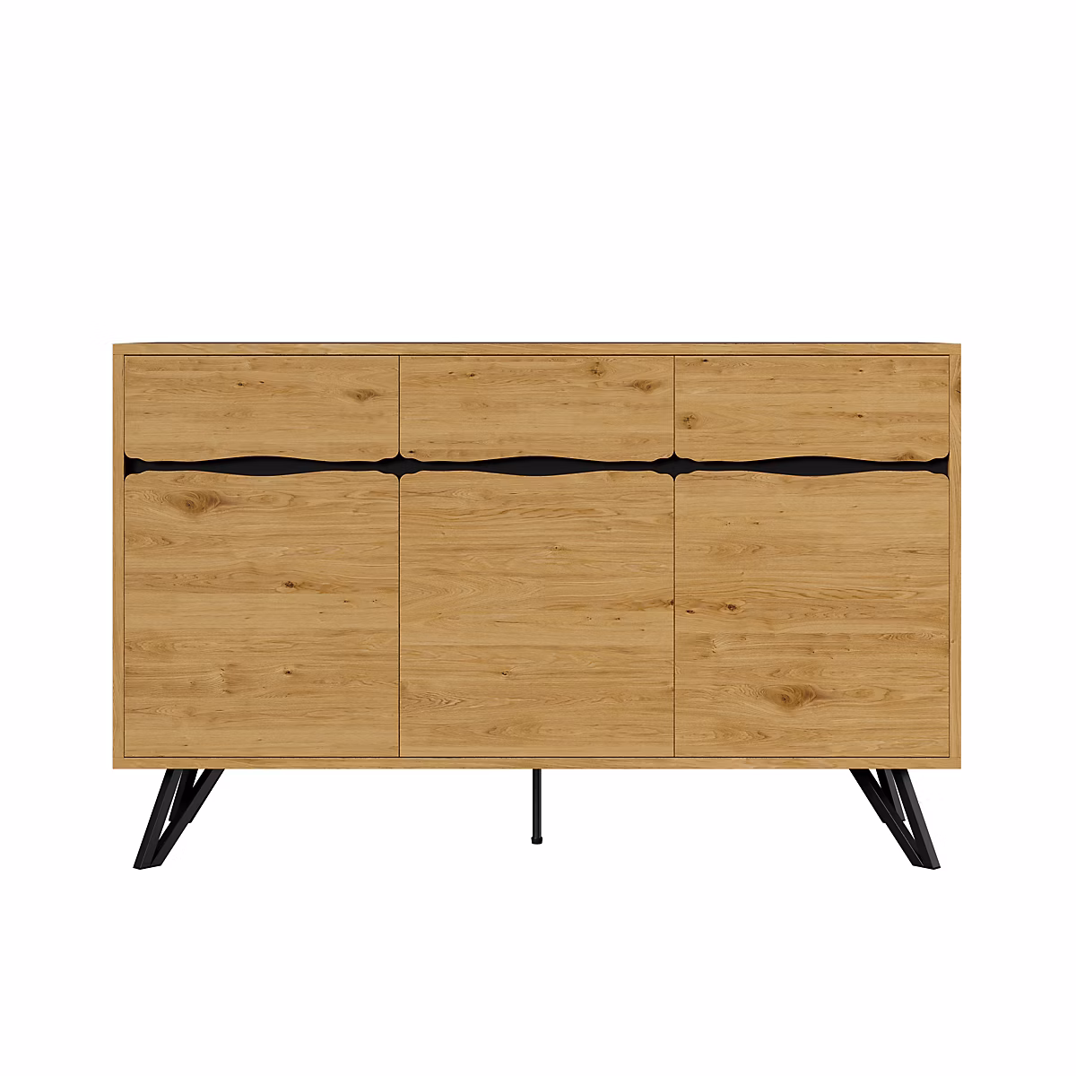 Buffet industriel effet bois 3 portes pieds métalliques – Réf. ICWRWBAPM0108582834