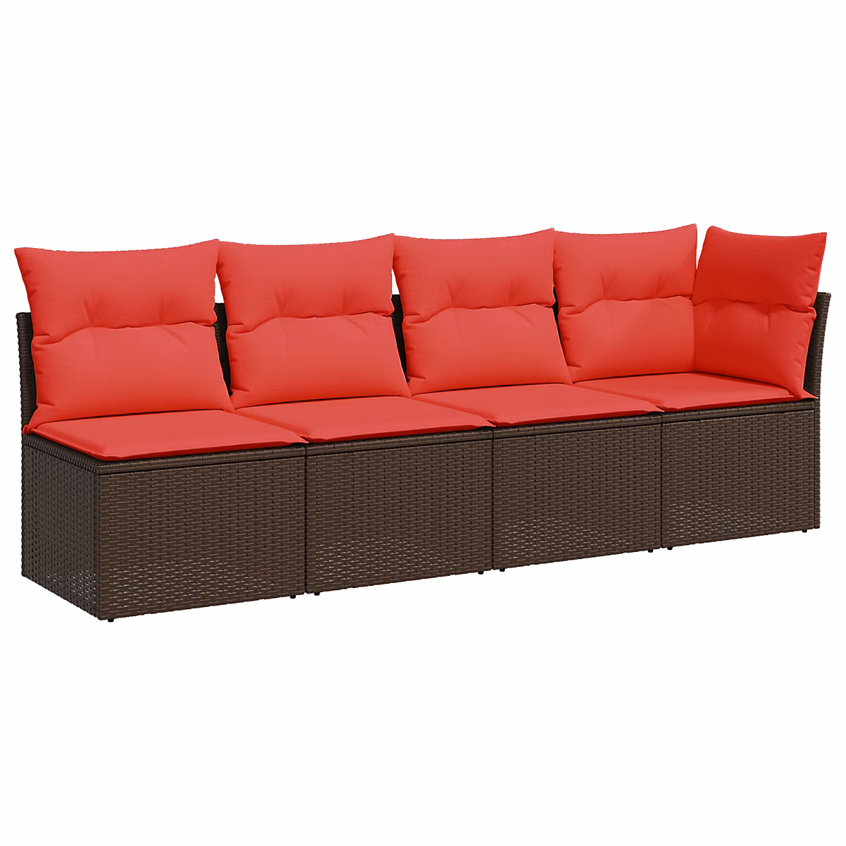 Salon et mobilier de jardin – Canapé de jardin avec coussins 4 places en résine tressée marron vidaXL