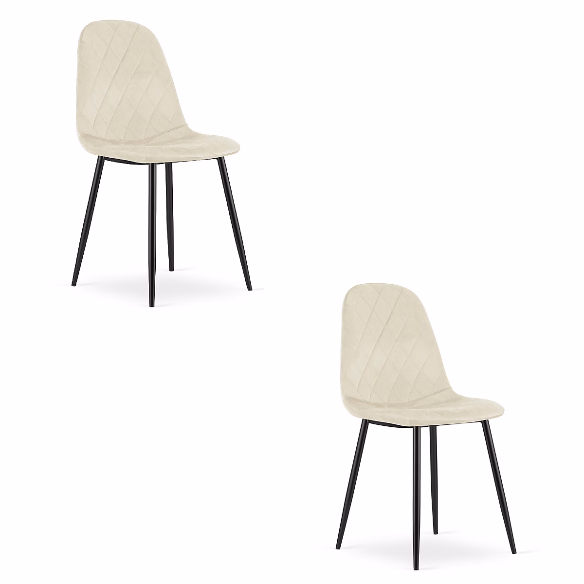 Chaise VALORA DAPI | Design ergonomique moderne – velours beige x2