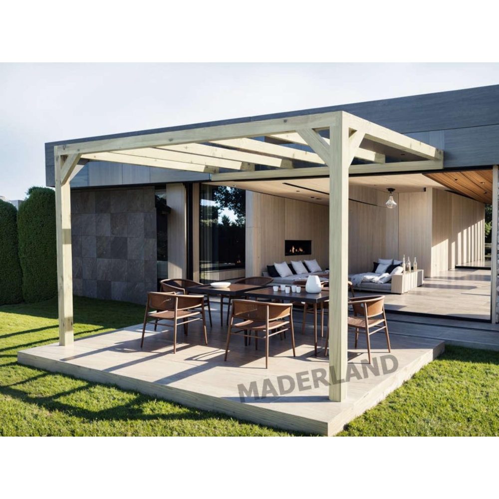 JARDIDECO Pergola adossée en lamellé-collée calais 600 x 300 cm - mardeland