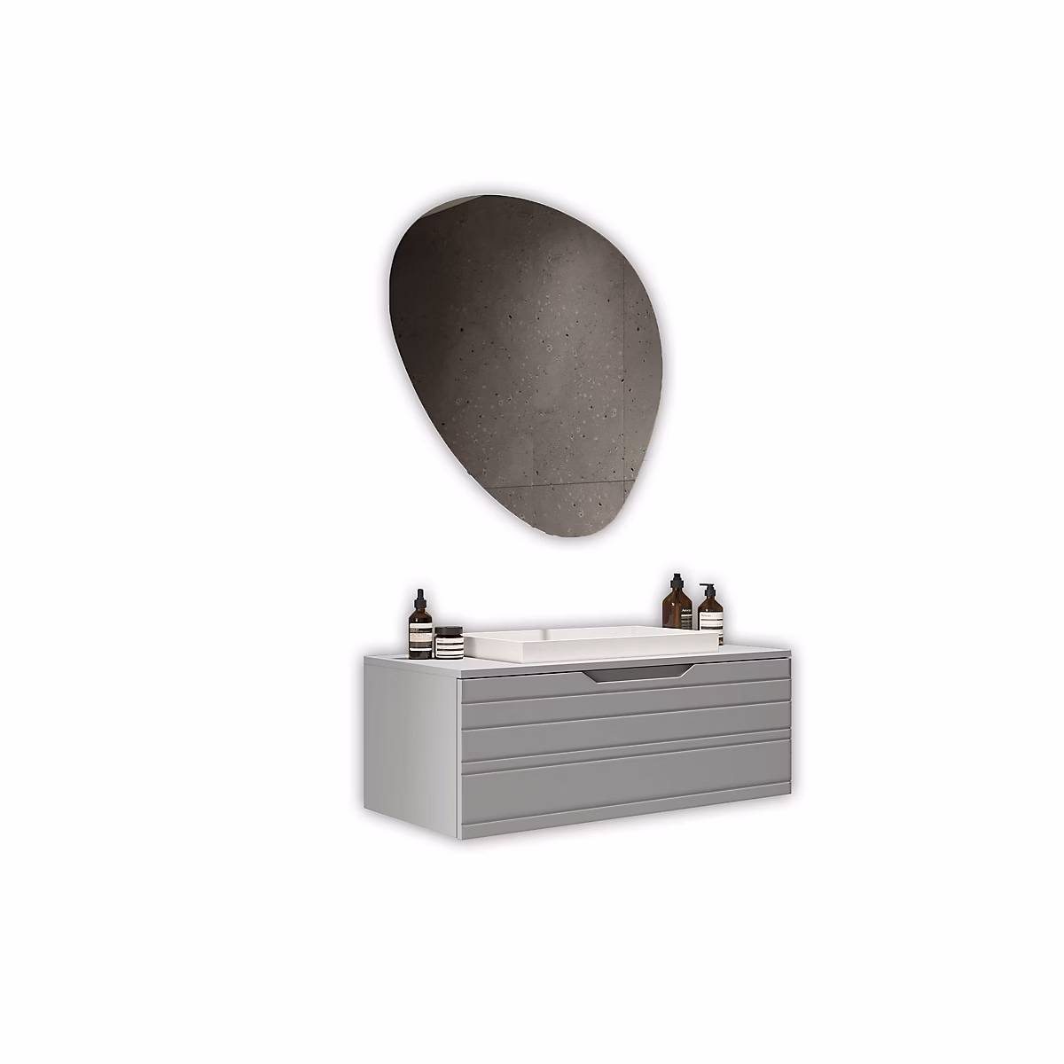 Ensemble meuble de salle de bains – Ensemble 3 pièces SOLMIRA gris
