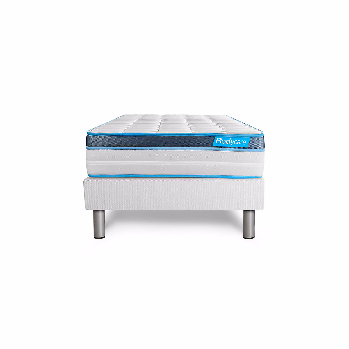 Ensemble – Matelas Mémoire de forme 24cm d'épaisseur, 5 zones de confort, Confort ferme, Sommier tapissier en kit