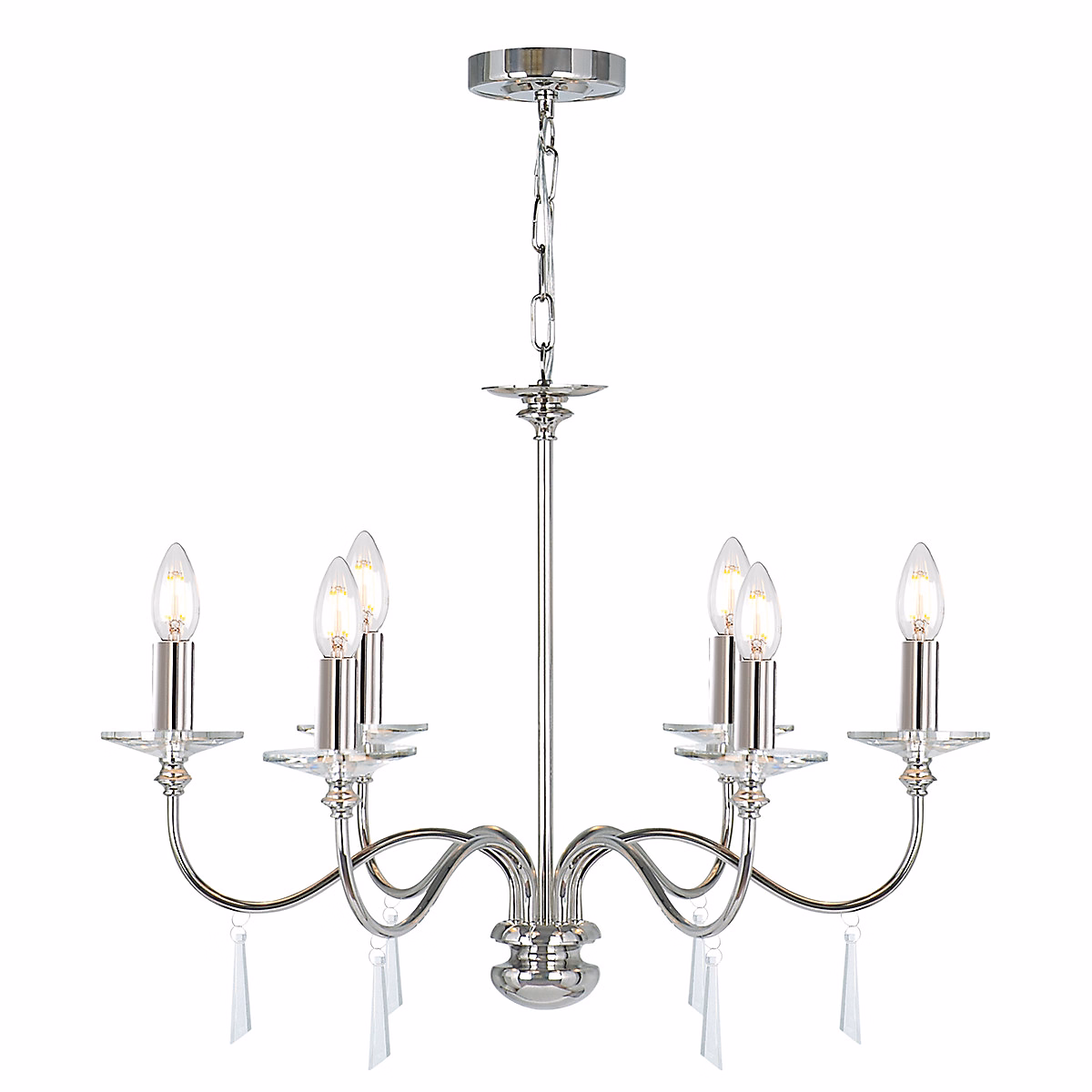 Elstead Finsbury Park – Lustre à 6 bras multiples au fini nickel poli, abat, jour non inclus, E14