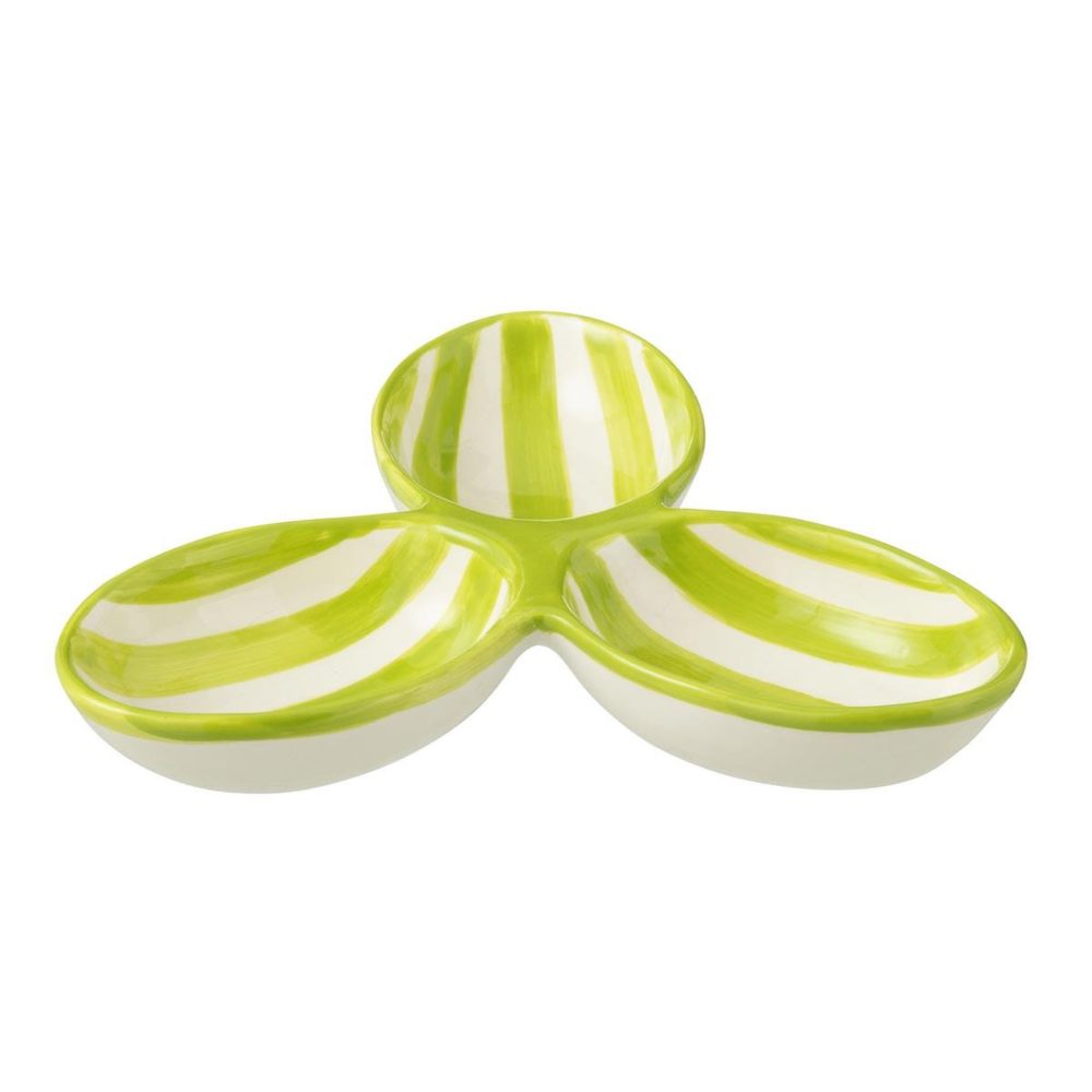J-LINE Service apéritif en céramique granada rayure 24cm vert