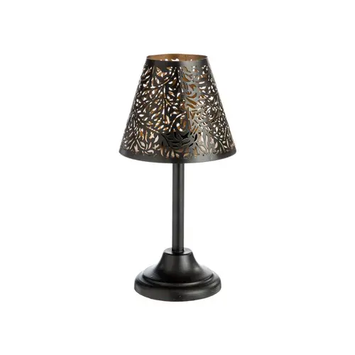 Jardin à découvrir:Photophore lampe en métal noir et or - Ø 12 x H 24 cm