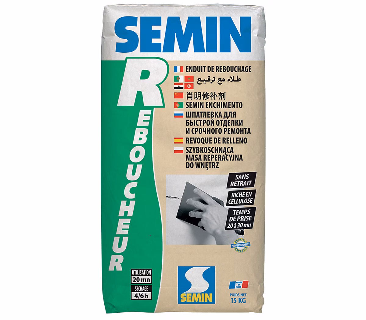 Enduit de Rebouchage Semin R – Poudre, Sac 15 kg