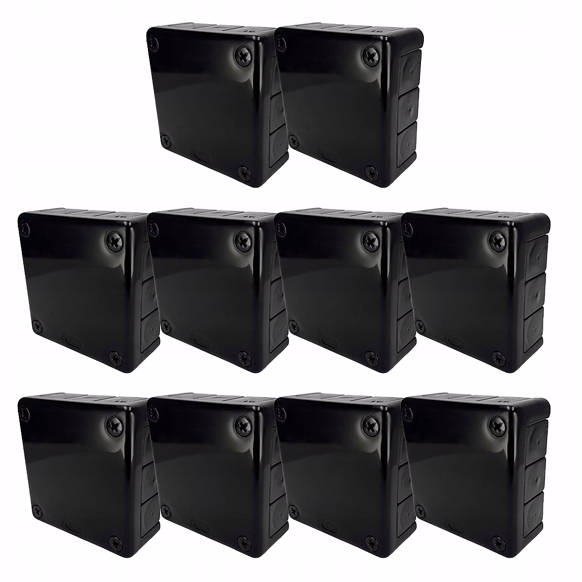 Boîte dérivation étanche en saillie IP55 118 × 118 × 46mm 12 entrées vis noir 10 pièces EDO