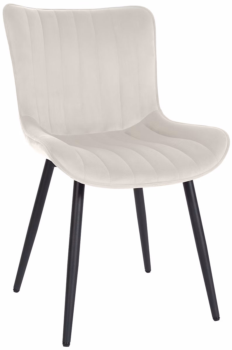 Chaise visiteur Largo – Velours | Similicuir | Chaise de salle à manger avec structure métallique Crème/Velours