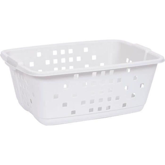 EDA PLASTIQUE Panier à linge Prima 45 L – Blanc cérusé, 62 × 44, 4 × 24,8 cm