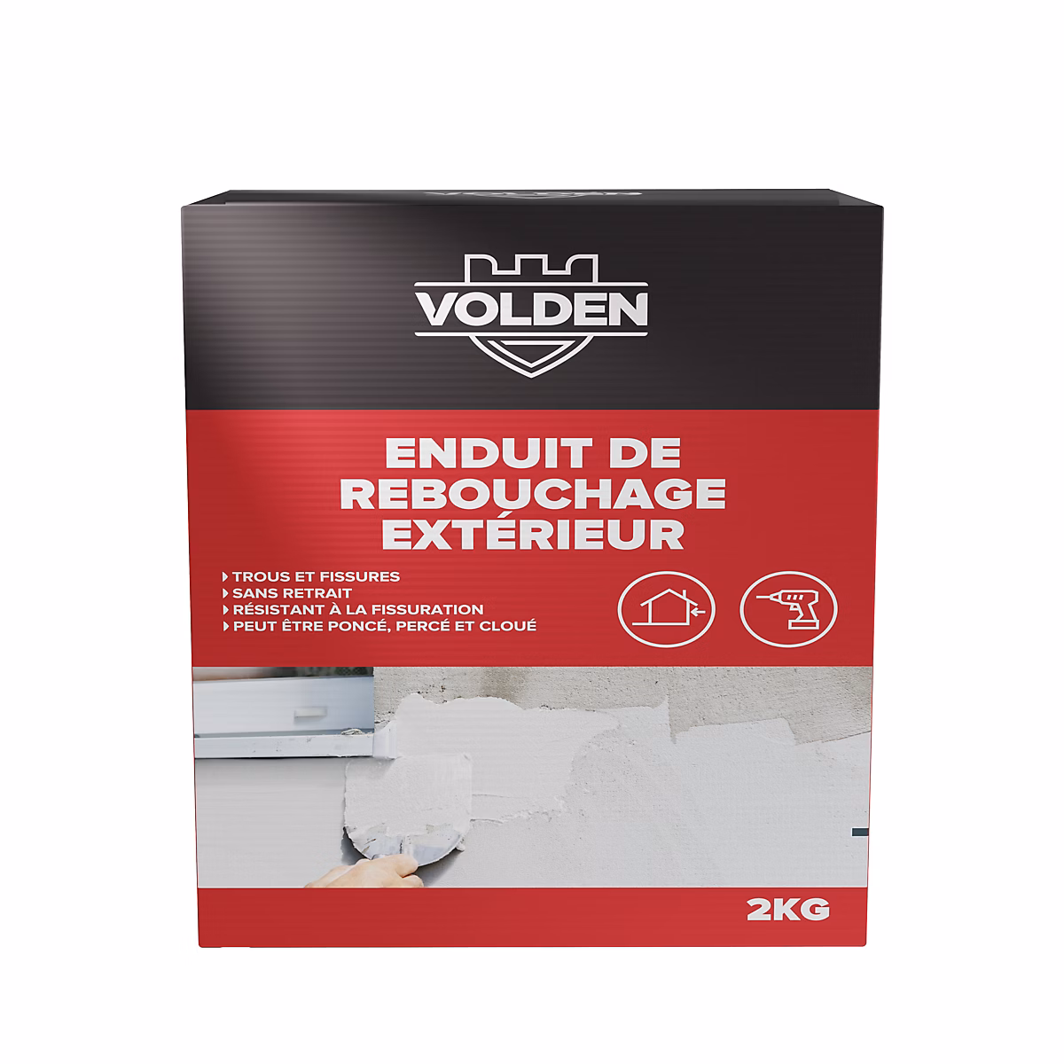 Enduit et calicot – Enduit de rebouchage exterieur en poudre 2Kg Volden