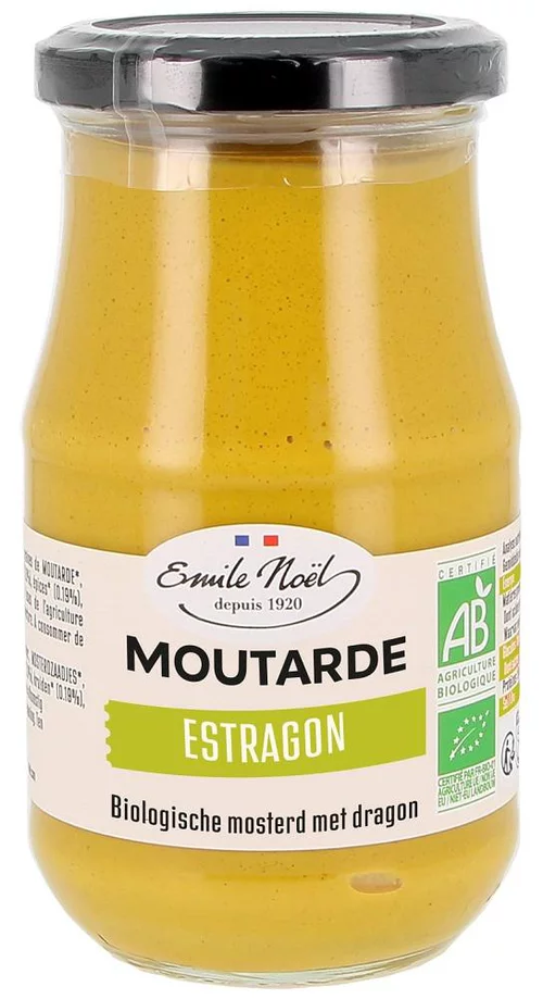 Confort dehors：Moutarde à l’estragon bio en pot de 200 g