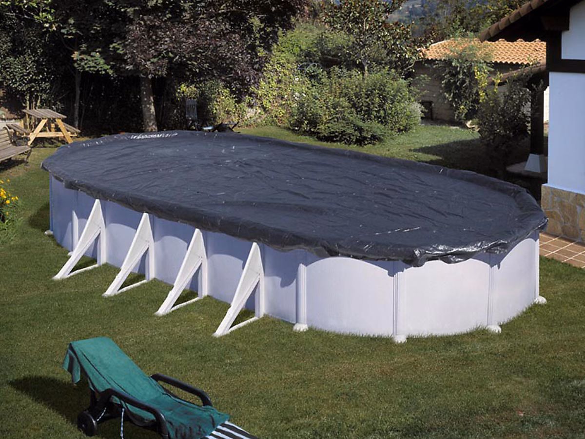 Bâche d'hivernage 120 g/m² pour piscine acier ovale 8 – 15 × 4,90 m, Gré