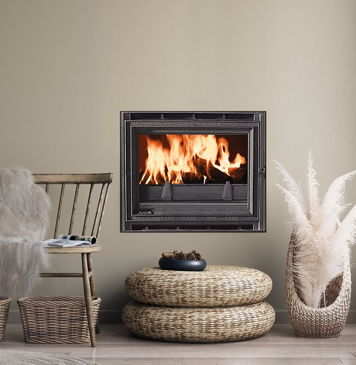 Foyer, insert et poêle à encastrer – Insert à bois Supra Tertio 76 noir 9.5kW 190m3
