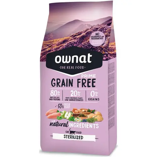 Solution nature:Croquette pour chat adulte stérilisé sans céréales Ownat - 3 kg