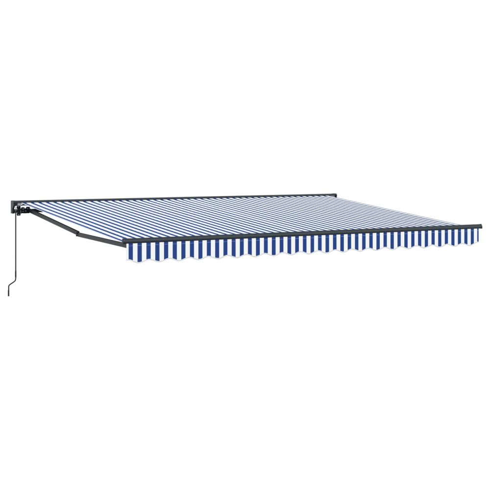 vidaXL Auvent rétractable manuel Bleu et Blanc 4 x 2 m