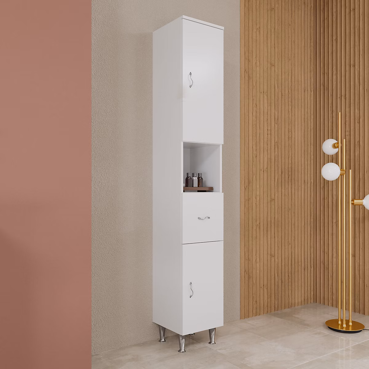 Colonne De Salle De Bain Sur Pied Blanc Brillant H 198 Cm – Easy