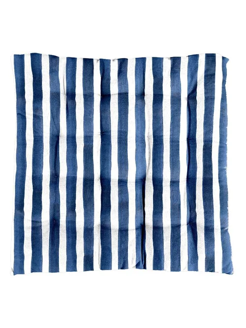 Nature pratique:Galette de chaise coloris bleu en coton Horizon - 40 x 40 cm