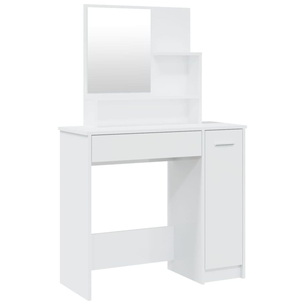 vidaXL Coiffeuse avec miroir blanc brillant 86,5x35x136 cm