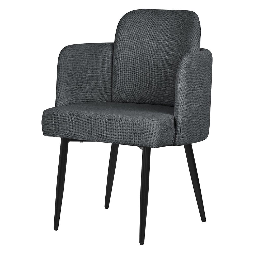 Chaise salle à manger ML-Design tissu anthracite avec dossier aspect rotin pieds métal ergonomique – Réf. GQTRLOTRL8163429697