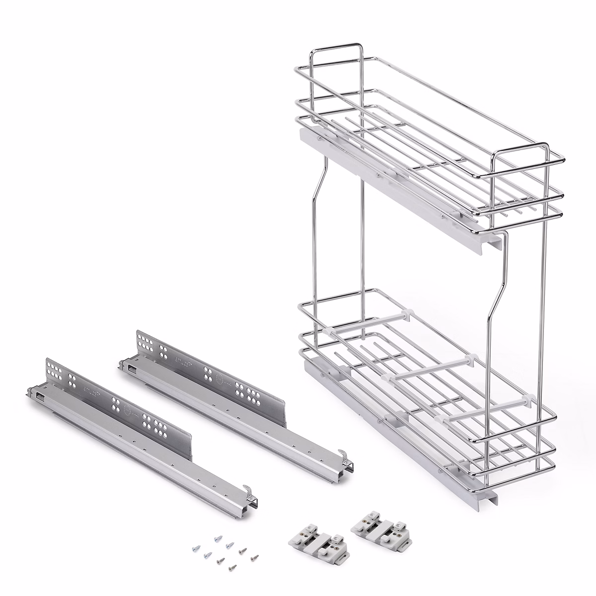 Emuca porte-bouteilles latéral extractible TitaneMax – avec fermeture amortie, module 200mm, Acier, Chromé