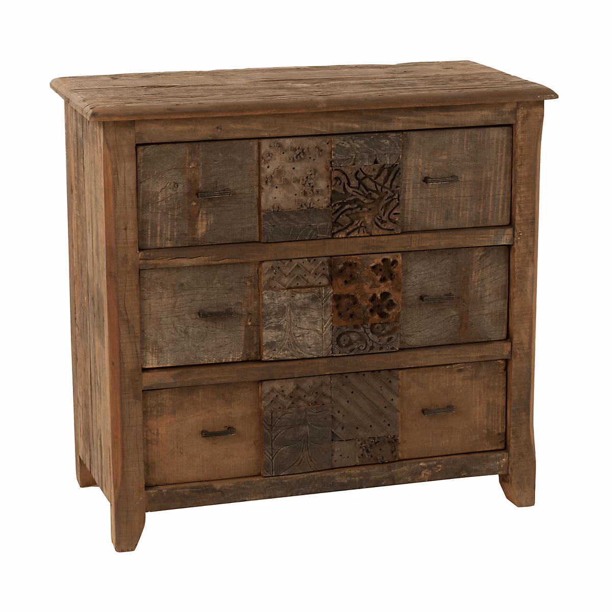 Armoire vintage en bois à motifs (100 × 50 × 95 cm – Marron Foncé)